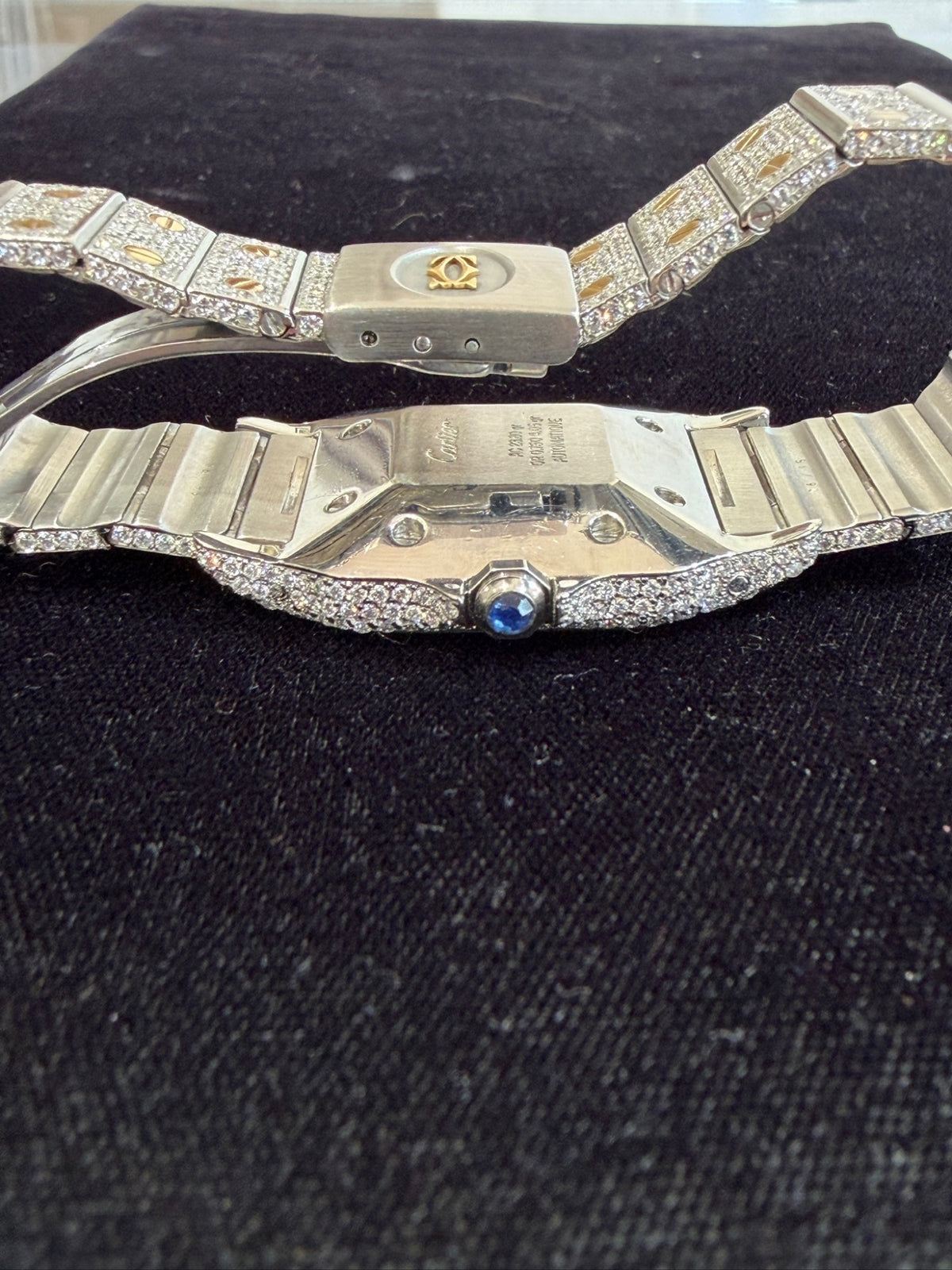 Cartier Santos Galbee Two-Tone Aftermarket Diamond Iced Out Watch (view 11)