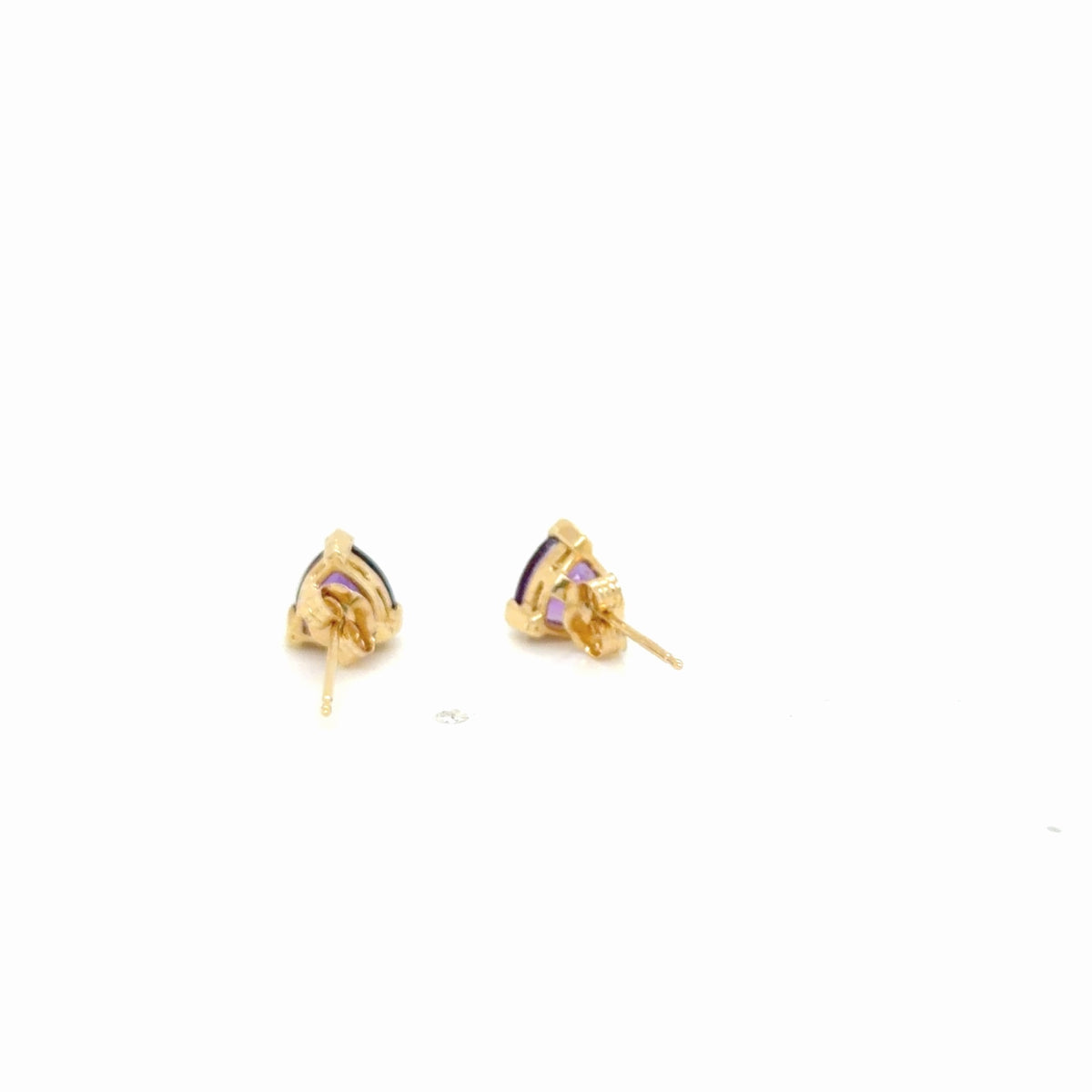 14K Yellow Gold Trillion-Cut Amethyst Stud Earrings (view 3)
