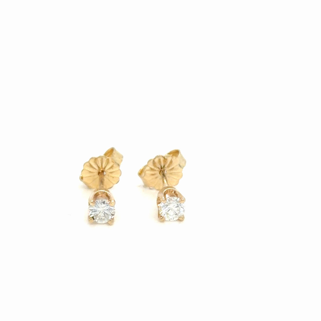 14K Yellow Gold Natural Diamond Stud Earrings 0.29 ctw Round F SI (view 2)