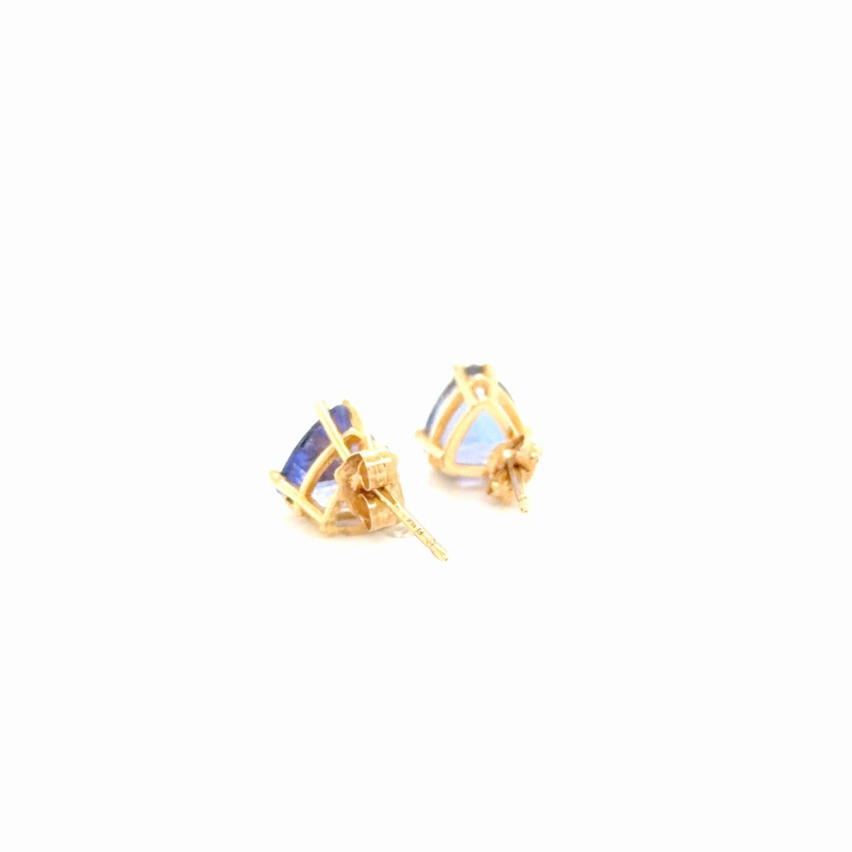 Tanzanite Trillion Stud Earrings 14K Yellow Gold Pre-Owned (view 4)