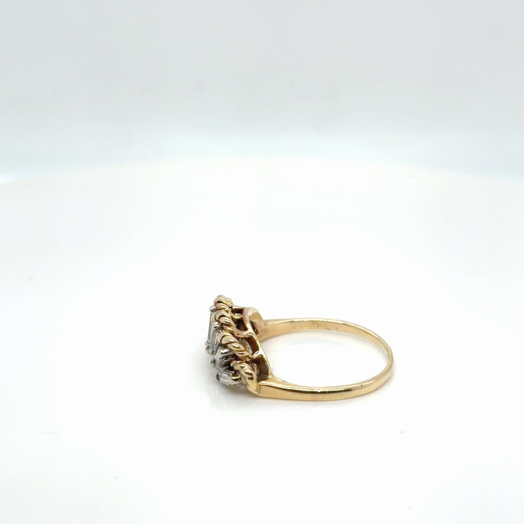 14k Two-Tone Gold Diamond Baguette Crown Band Ring 0.81 ctw Size 6 (view 2)