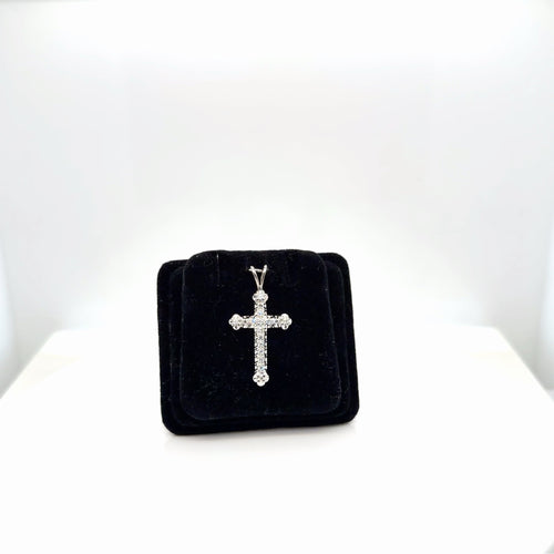 14K White Gold Diamond Cross Pendant 0.21 ctw Natural G VS (view 2)