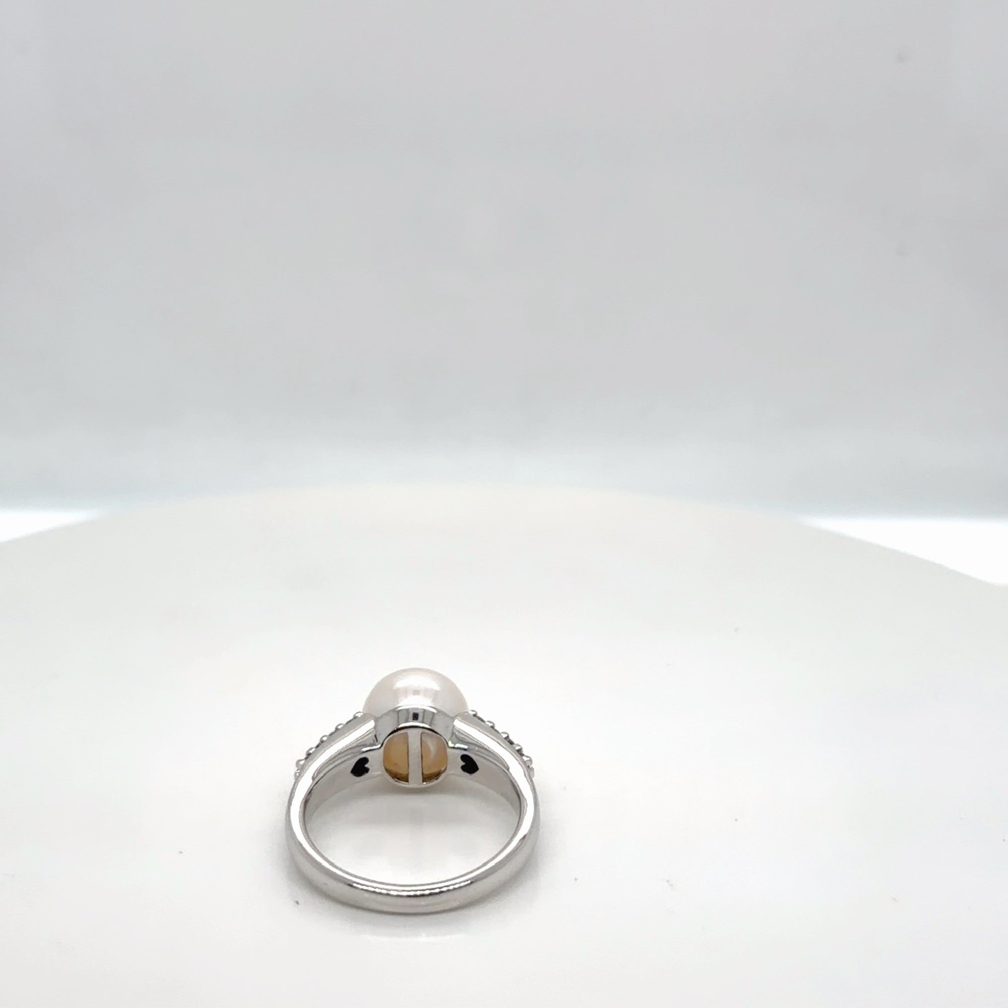 14k White Gold Pearl & Diamond Ring, 0.33 ctw Diamond Accents, Size 7 (view 3)