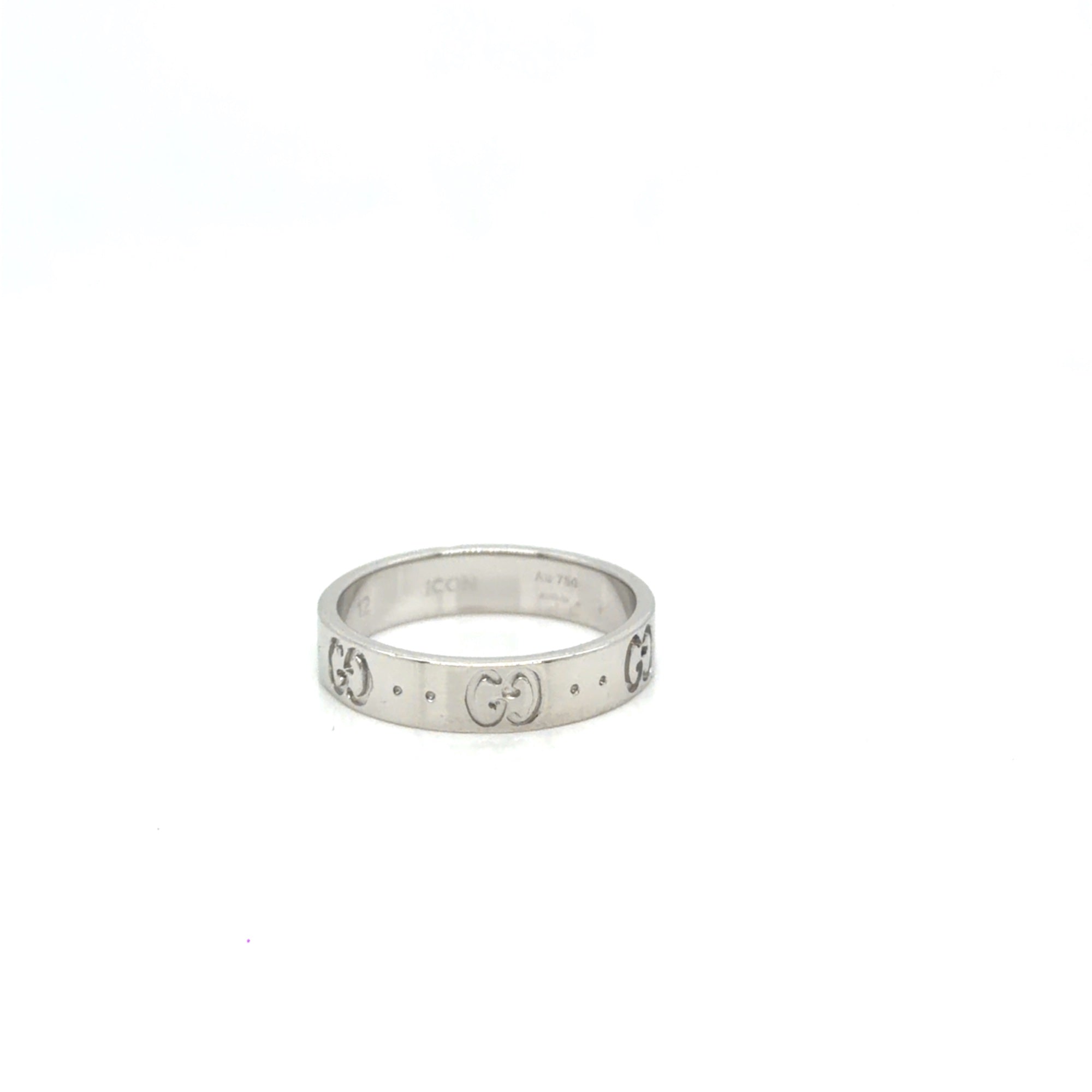 Gucci Icon Thin Band Ring 18K White Gold Size 5.75 (EU 12)