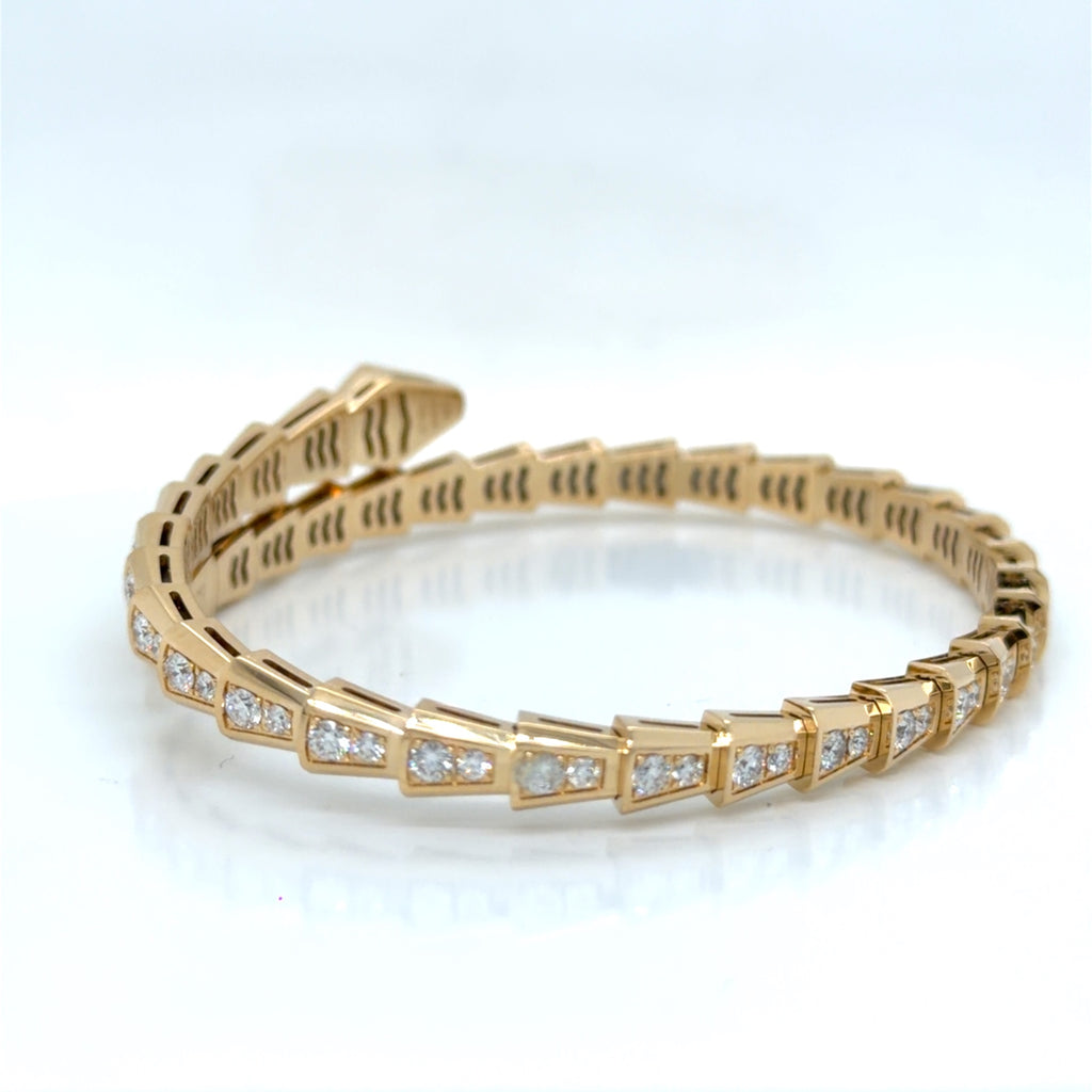 Bvlgari Serpenti 18k Yellow Gold Diamond Bracelet 3.04 ctw 6.75" (view 8)
