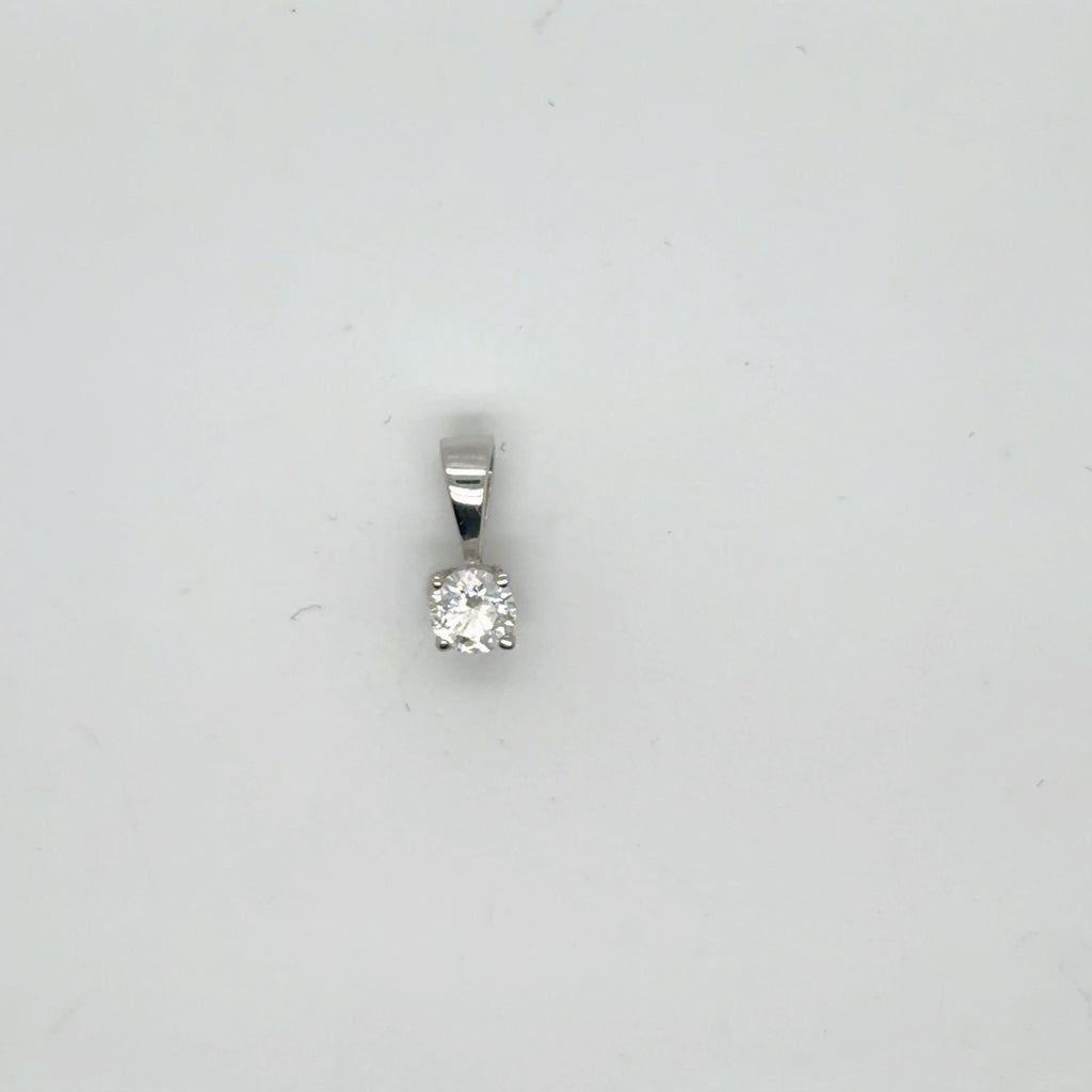 Diamond Solitaire Pendant 14K White Gold 0.25 Ct Round Natural G-H I1