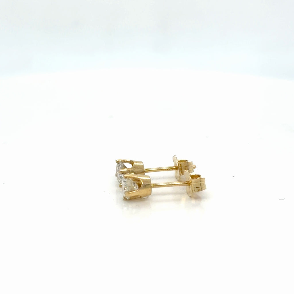 14K Yellow Gold Natural Diamond Stud Earrings 0.52 ctw Round I/J I1 (view 2)