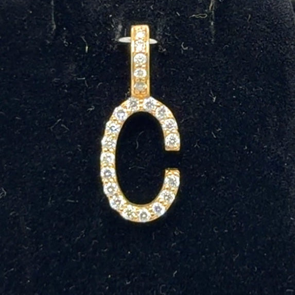 Diamond "C" Initial Pendant 10K Yellow Gold 0.43 ctw Round G SI/I1