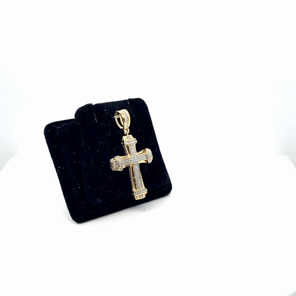 10K Yellow Gold Diamond Cross Pendant 0.50 ctw Natural I/I1