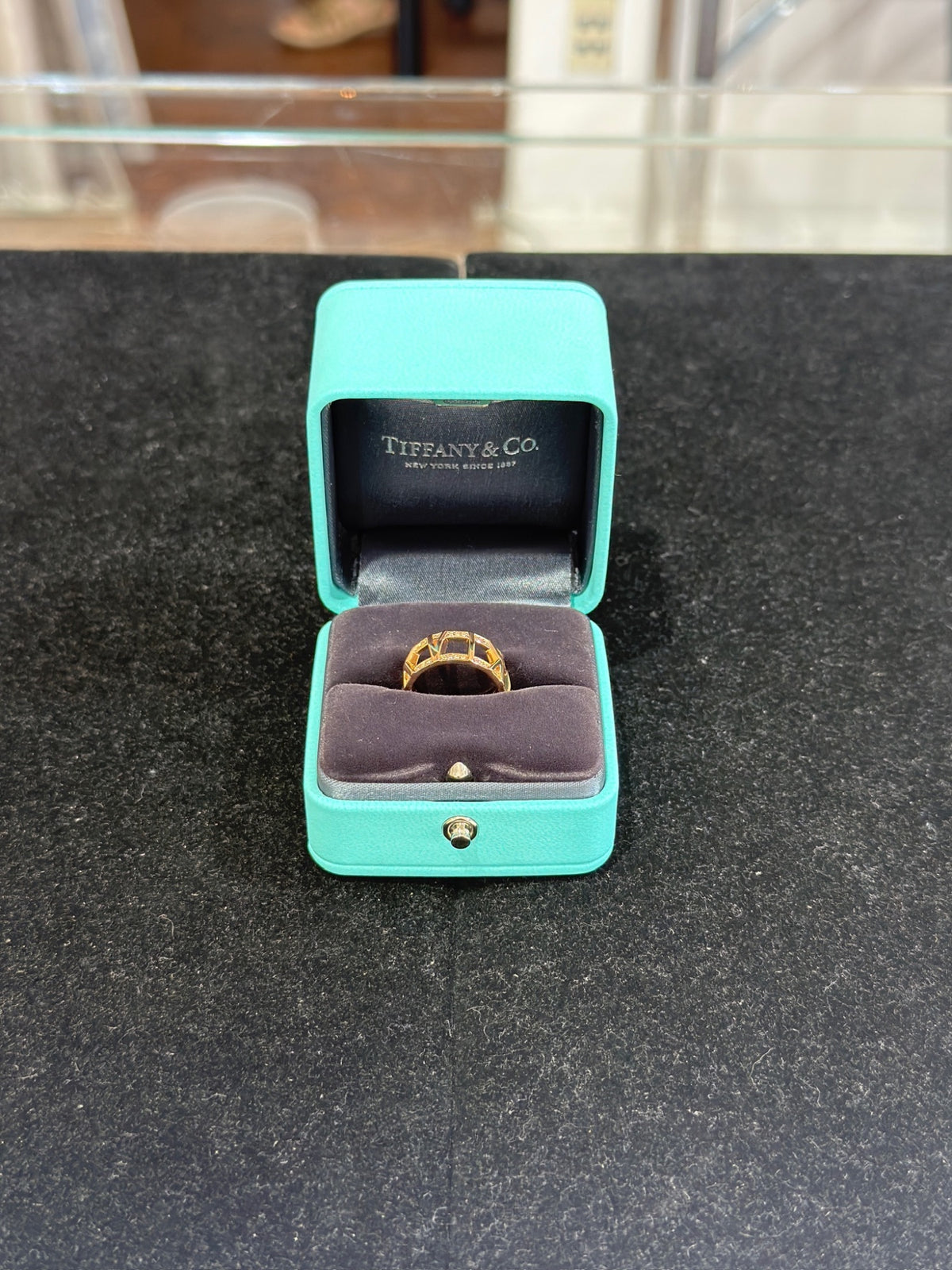 Tiffany & Co. Atlas Open Diamond Band Ring 18K Rose Gold Size 6.5 (view 3)