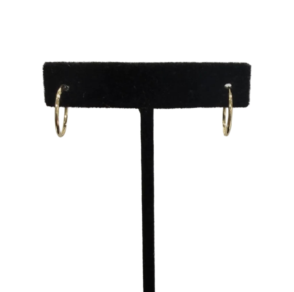 14K Yellow Gold Thin Hoop Earrings, Continuous Sleeper Style, 0.45g (view 3)