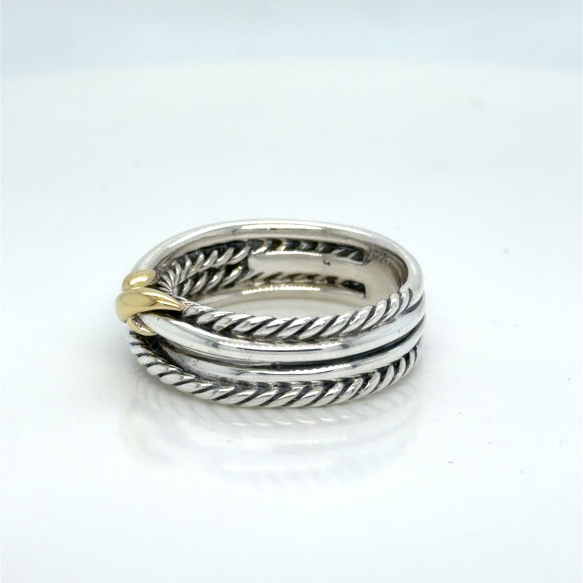 David Yurman Crossover Ring Sterling Silver 18k Gold Two-Tone Size 6.75 (view 8)