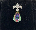 10K White Gold Natural Mystic Topaz Pear & Diamond Pendant