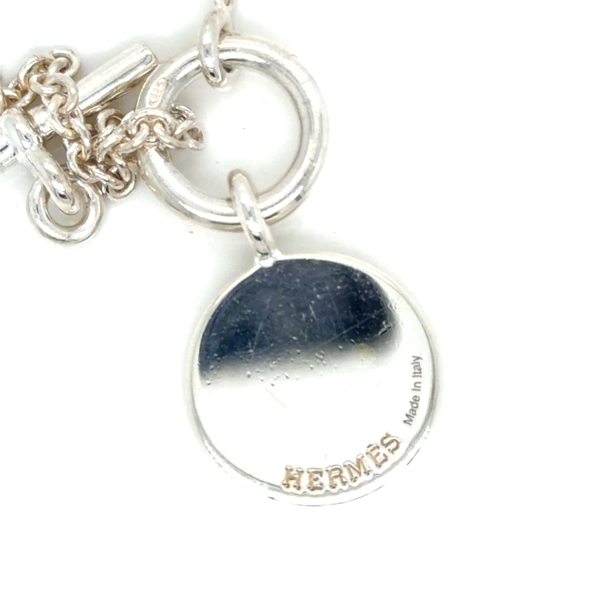 Hermès Amulettes Ex-Libris Sterling Silver Toggle Necklace (view 3)