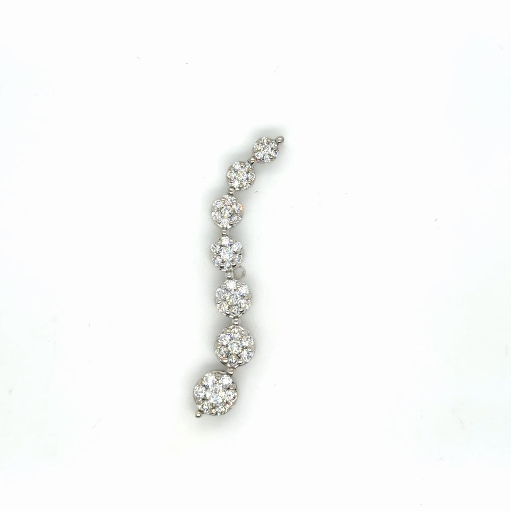 14K White Gold Diamond Cluster Drop Pendant 0.80 Ctw Natural Round F Si (view 3)