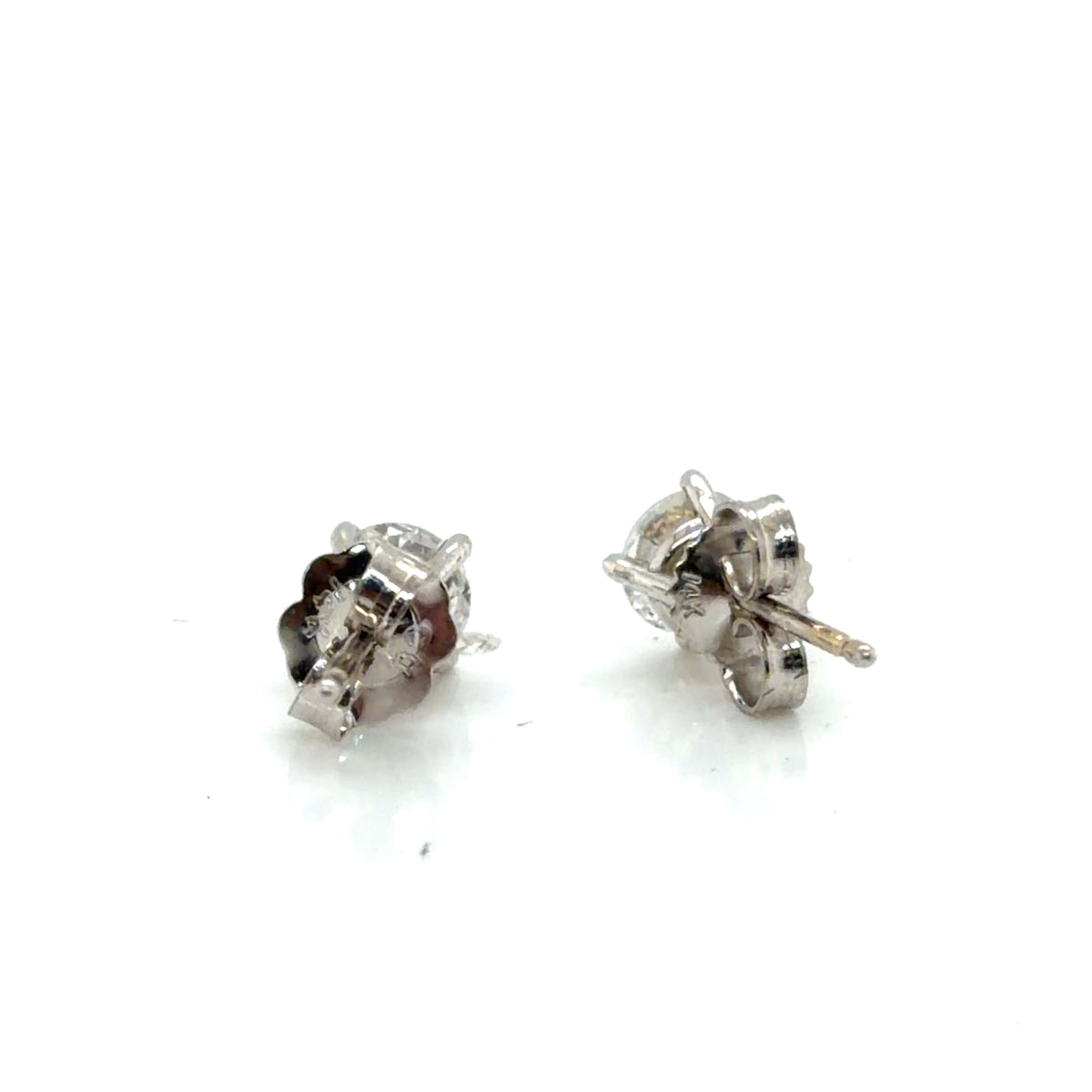 14K White Gold Natural Diamond Stud Earrings 0.80 ctw G I1 Round Brilliant (view 4)