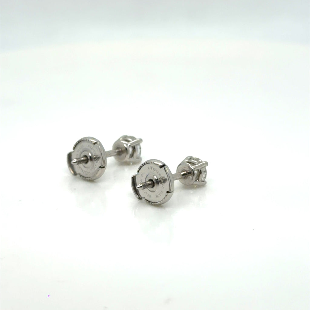 Tiffany & Co. Platinum Diamond Stud Earrings 0.60 ctw H VVS Certified (view 8)