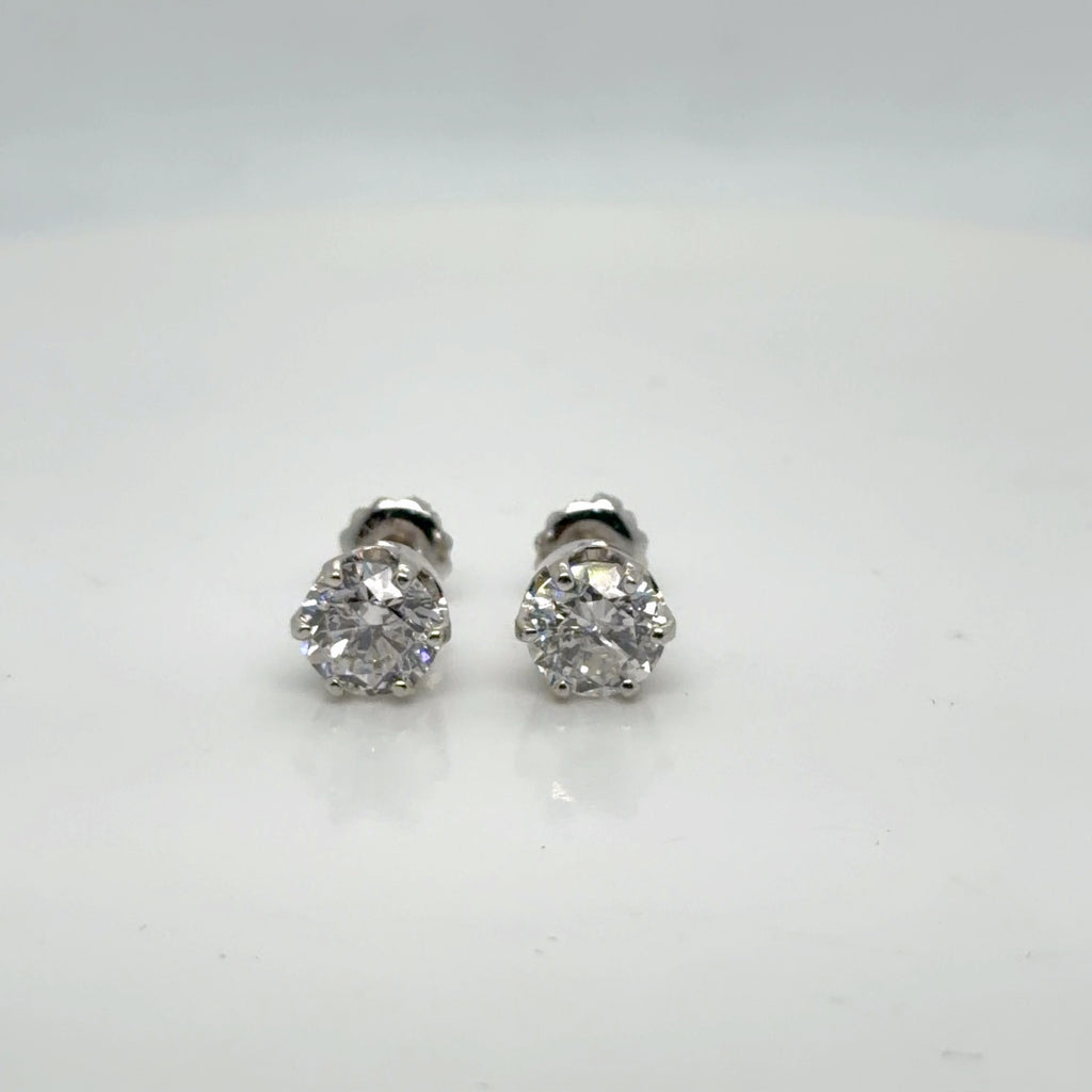 14k White Gold Natural Diamond Stud Earrings 2.44 ctw F I2 IGI GSI Certified (view 10)