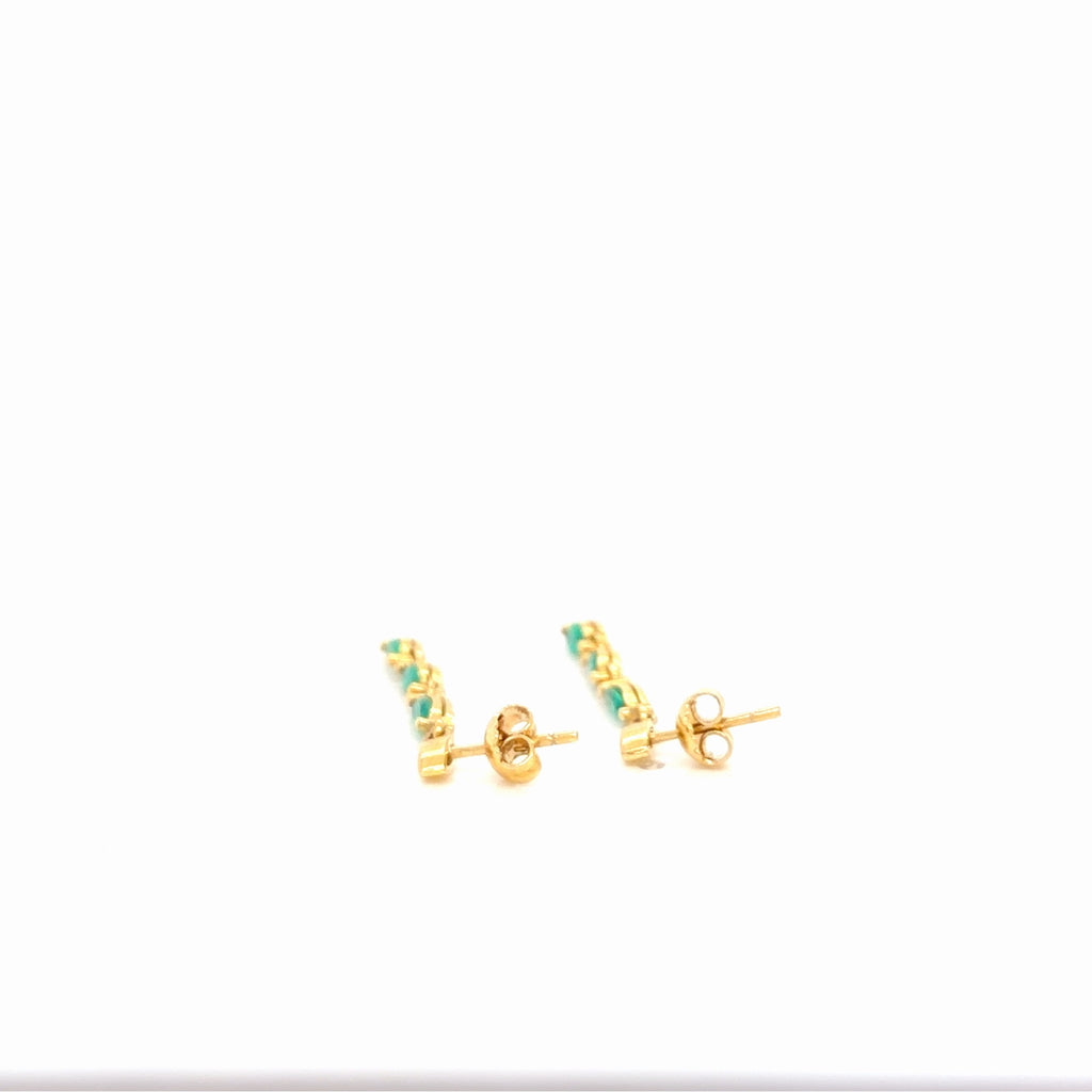 18K Yellow Gold Marquise Emerald Drop Earrings 0.50 Ctw Dangle