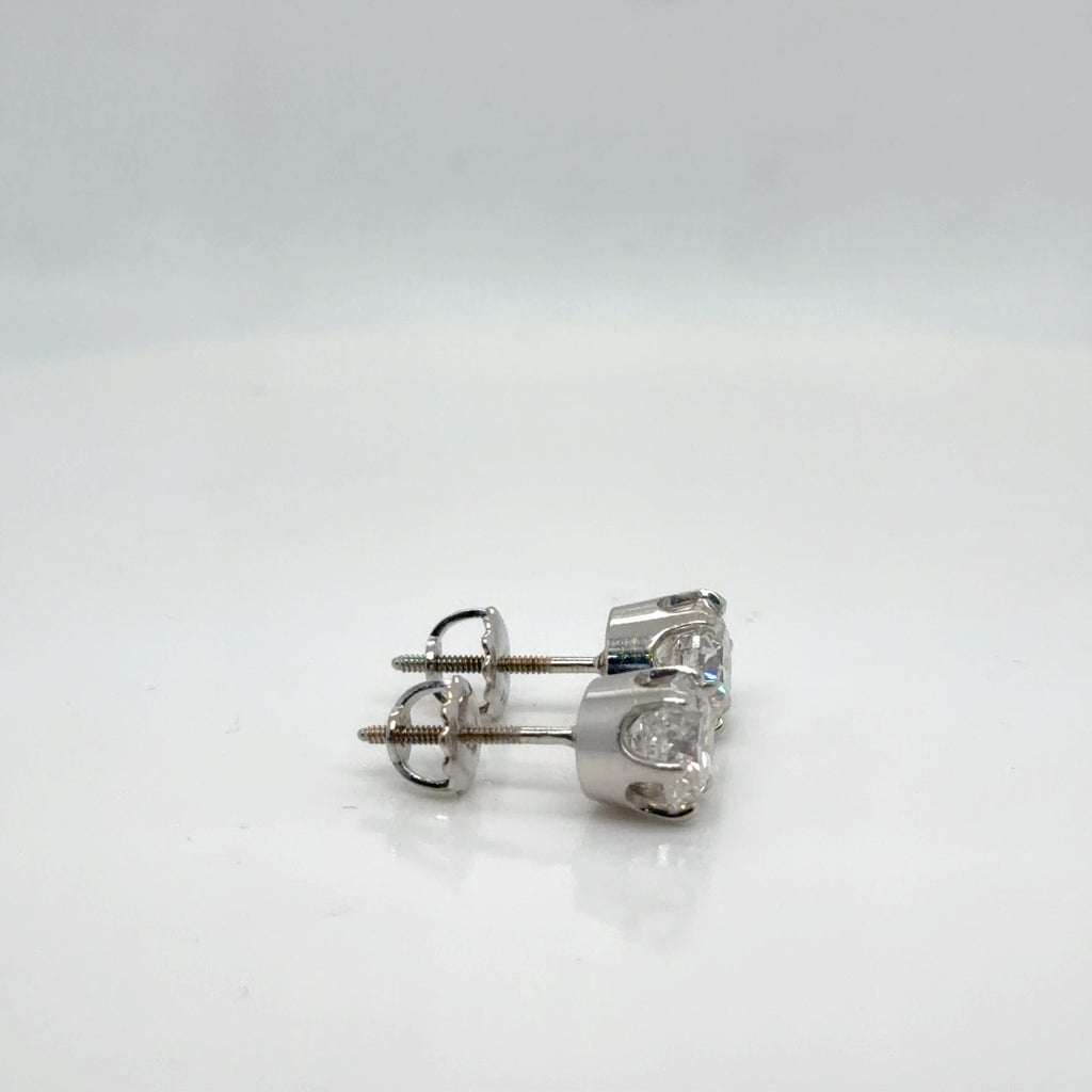 14k White Gold Natural Diamond Stud Earrings 2.44 ctw F I2 IGI GSI Certified (view 7)