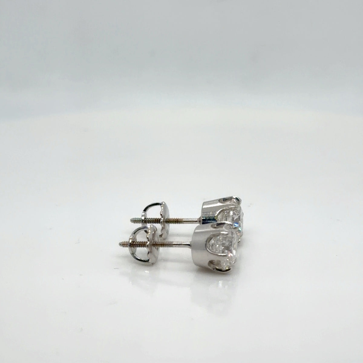 14k White Gold Natural Diamond Stud Earrings 2.44 ctw F I2 IGI GSI Certified (view 7)