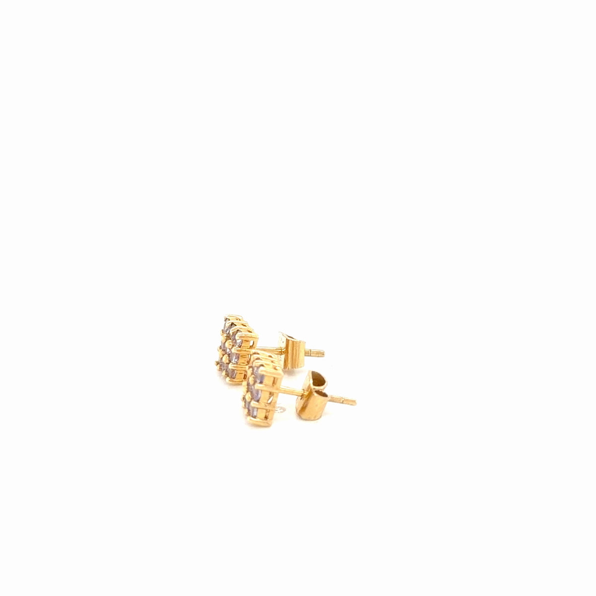14K Yellow Gold Square Cluster Tanzanite Stud Earrings (view 3)