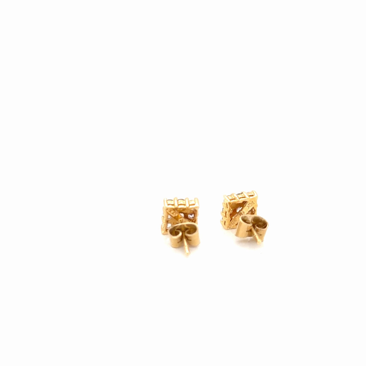 14K Yellow Gold Square Cluster Tanzanite Stud Earrings (view 4)