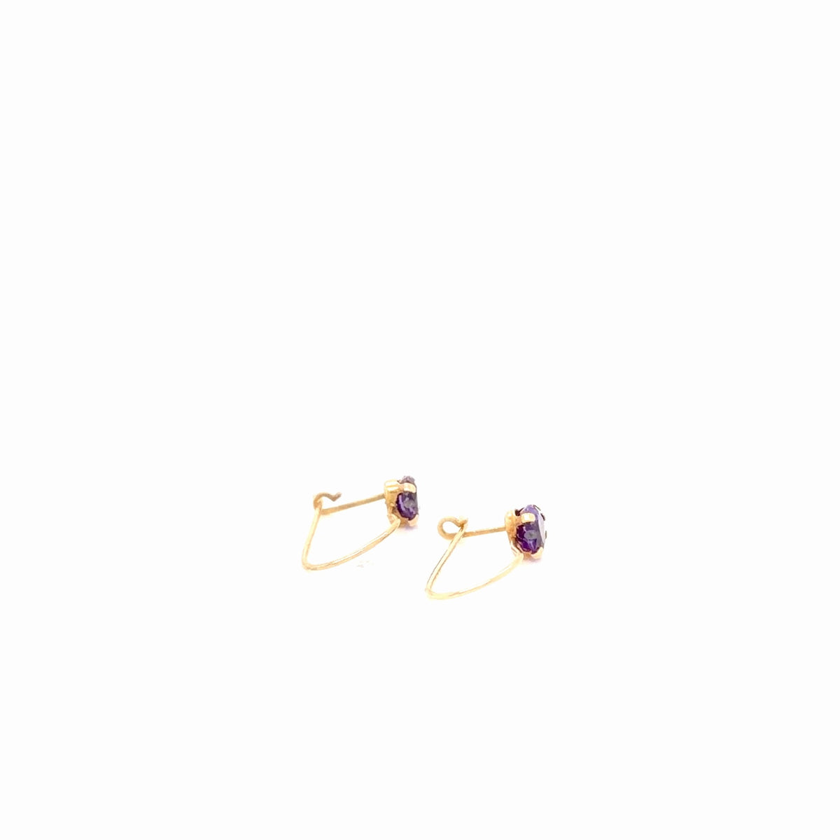 14K Yellow Gold Heart Amethyst Drop Earrings, Wire Back (view 3)