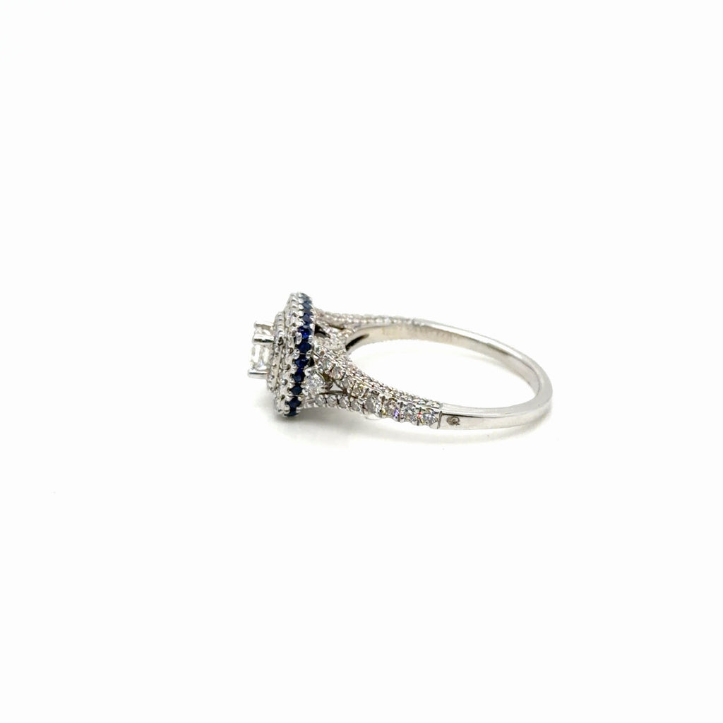Vera Wang 14K White Gold Diamond Sapphire Double Halo Ring 1.50 ctw Sz 9.5 (view 5)