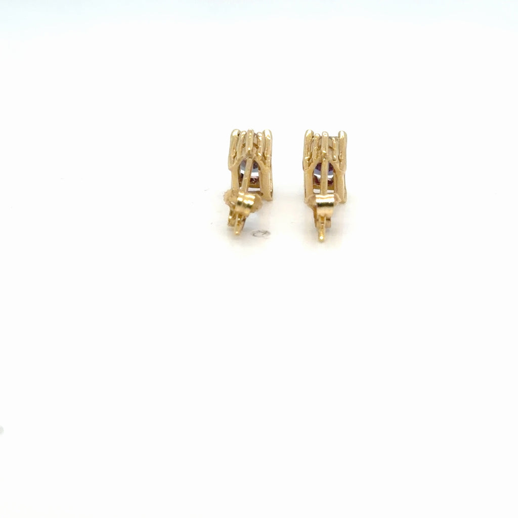 14K Yellow Gold Synthetic Alexandrite Diamond Stud Earrings