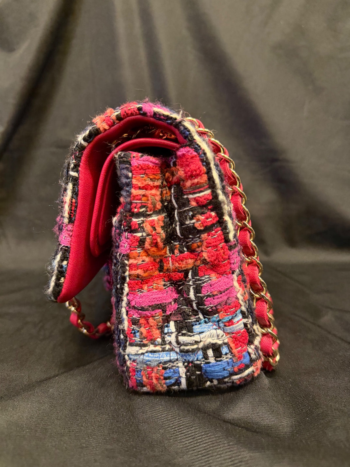 Chanel Fantasy Tweed Medium Double Flap Shoulder Bag Multicolor Gold (view 5)