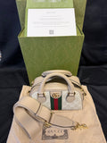 Gucci Ophidia Mini Bag GG Supreme Canvas Beige Web Crossbody
