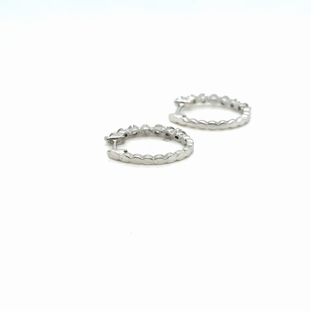 14k White Gold Diamond Hoop Earrings 0.56 CTW Round Natural H SI (view 4)
