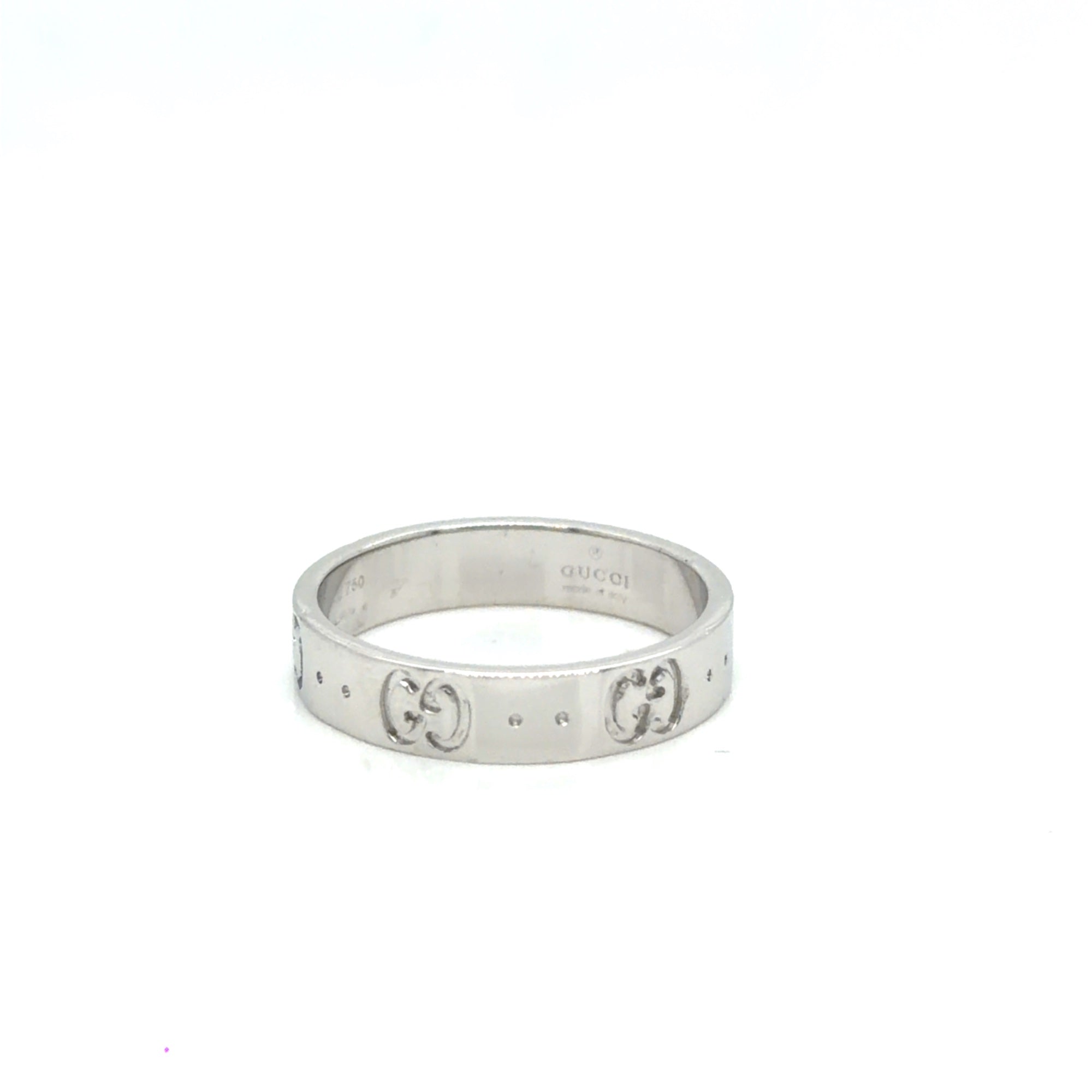 Gucci Icon Thin Band Ring 18K White Gold Size 5.75 (EU 12)