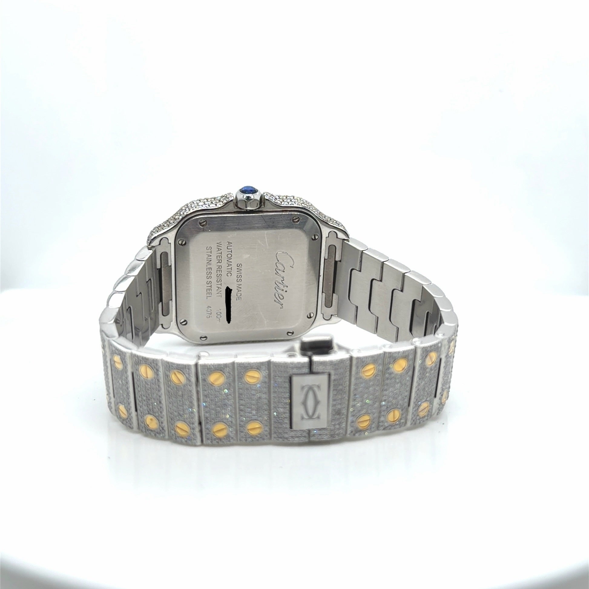 Cartier Santos Two-Tone Iced Out Diamond Watch Ref. 4075 35mm