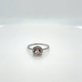 Morganite Diamond Halo Ring 10K White Gold Round Cut Size 7.25