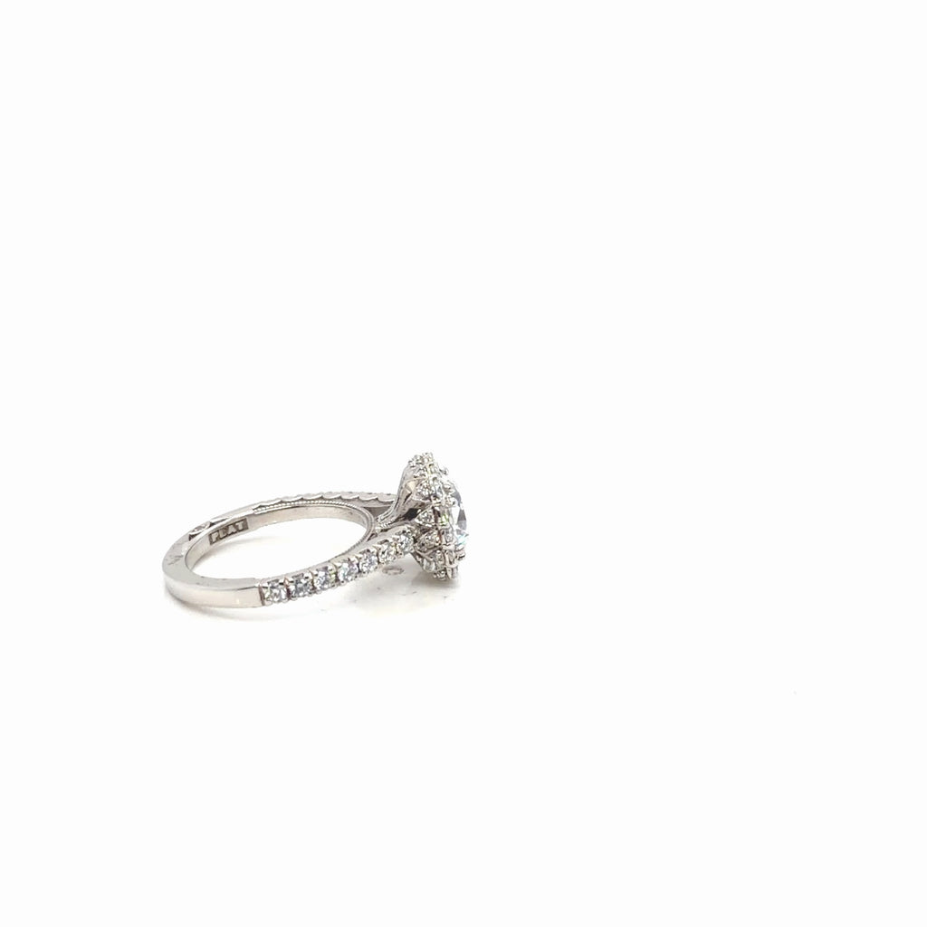 Tacori Platinum Diamond Halo Engagement Ring, 1.14 ctw G/VS, Size 5.75 (view 6)