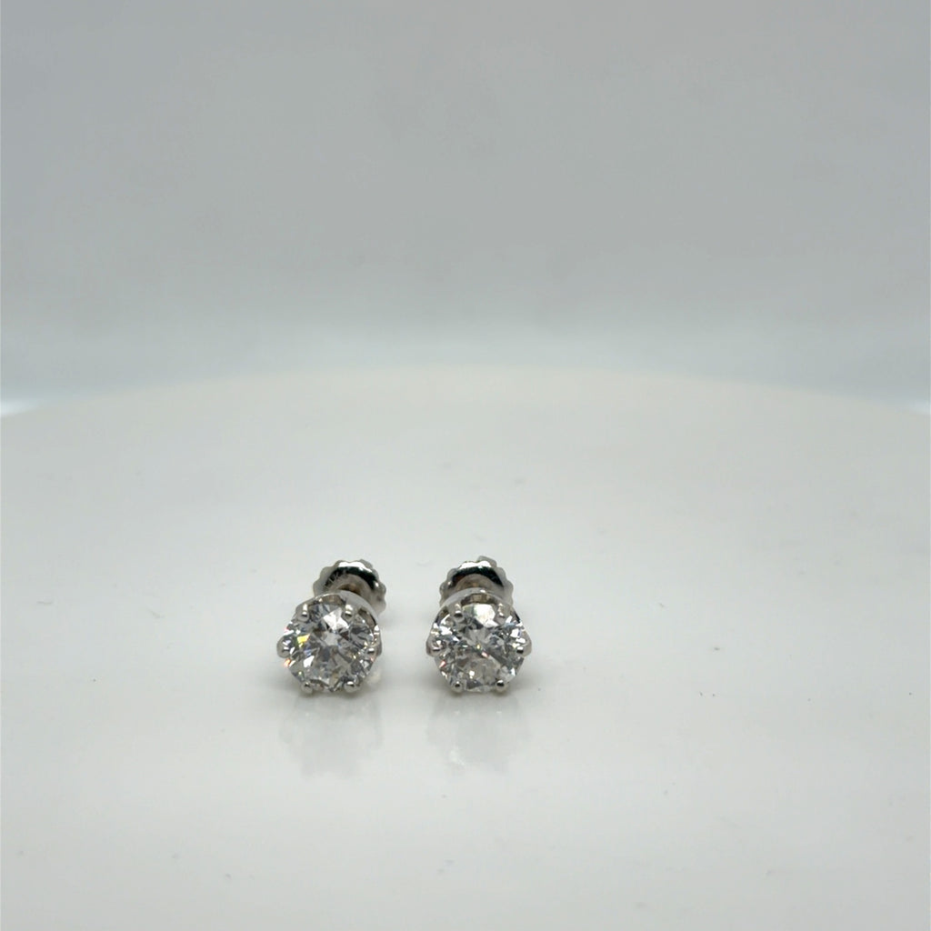 14k White Gold Natural Diamond Stud Earrings 2.44 ctw F I2 IGI GSI Certified (view 5)