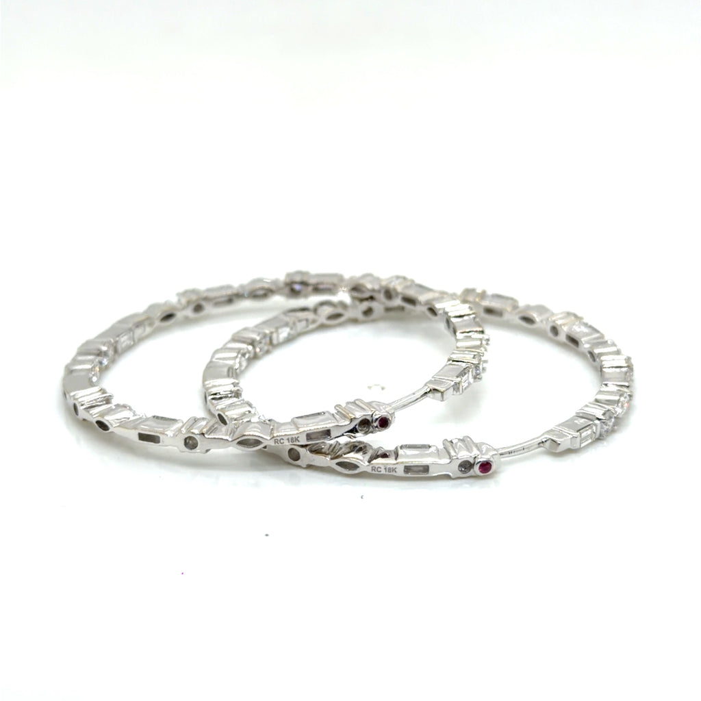 Roberto Coin 18K White Gold Diamond Hoop Earrings 3.04 ctw F/G VS (view 3)