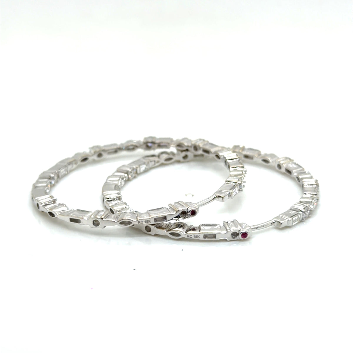 Roberto Coin 18K White Gold Diamond Hoop Earrings 3.04 ctw F/G VS (view 3)