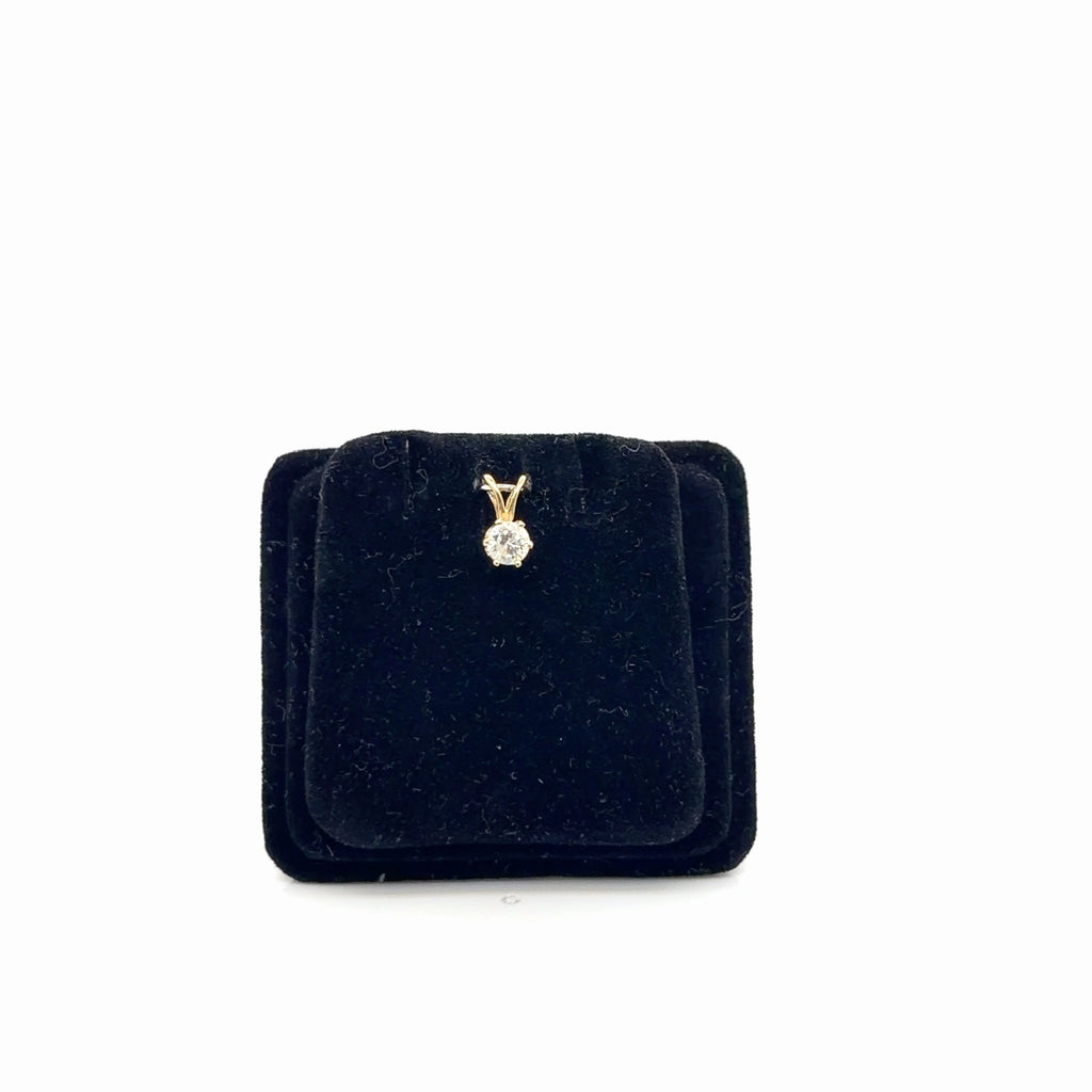 Diamond Solitaire Pendant 14K Yellow Gold 0.25 Ct Round Natural I I1 (view 3)