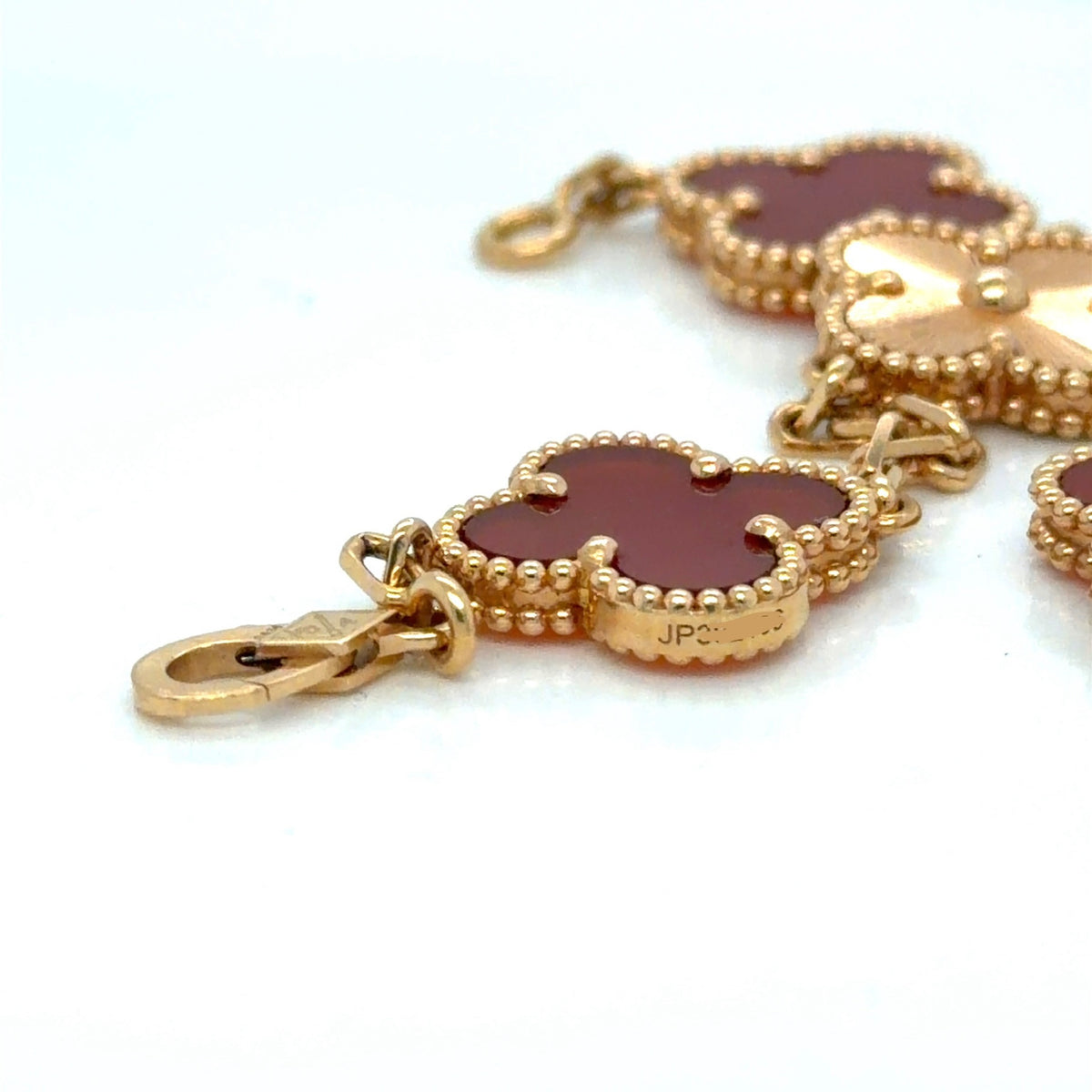 Van Cleef & Arpels Vintage Alhambra 5 Motif Bracelet 18K Rose Gold Carnelian (view 4)