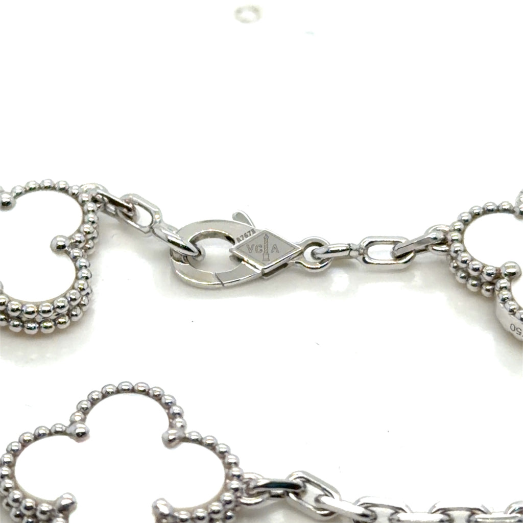 Van Cleef & Arpels Vintage Alhambra 5 Motif 18k White Gold Mother of Pearl Brac (view 2)