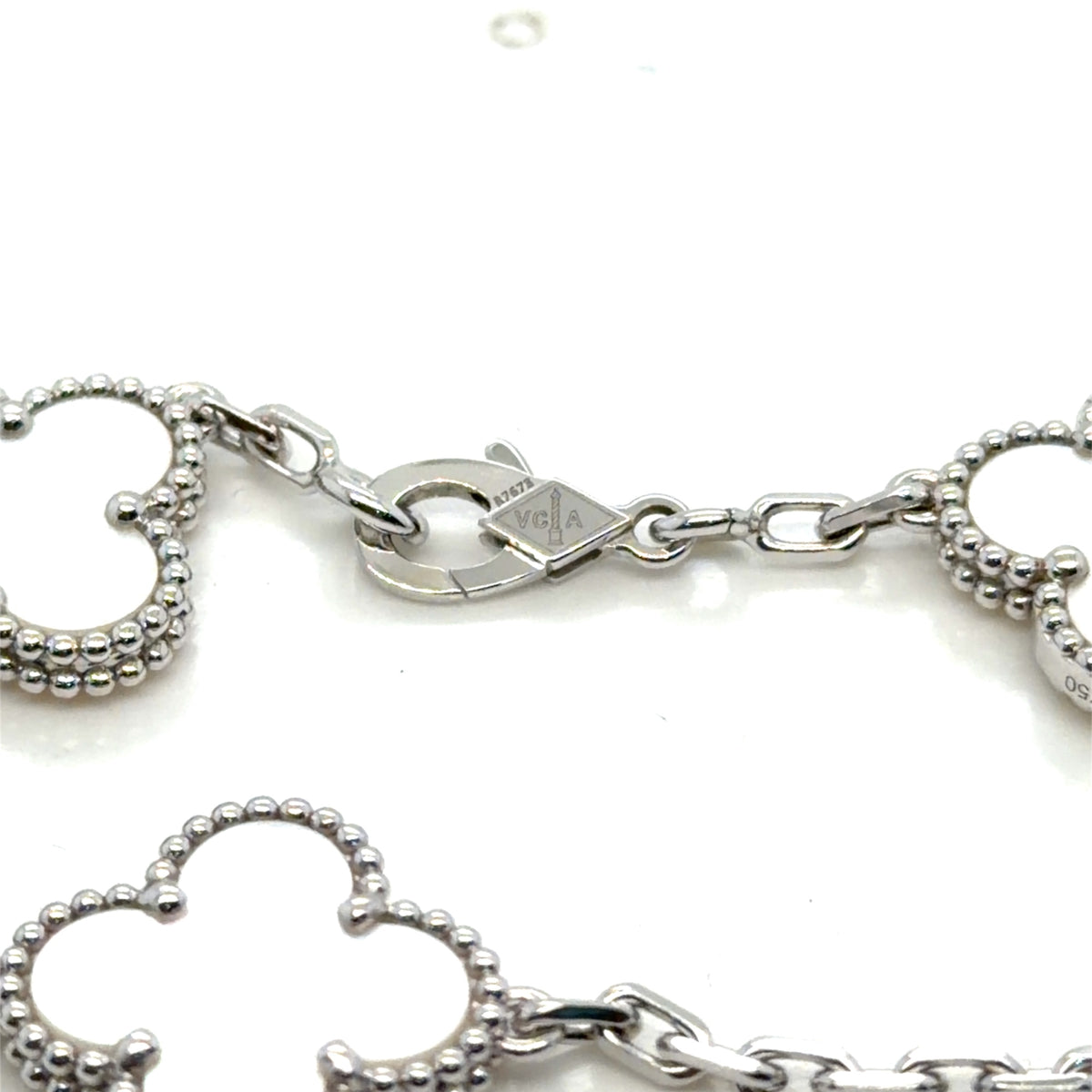 Van Cleef & Arpels Vintage Alhambra 5 Motif 18k White Gold Mother of Pearl Brac (view 2)