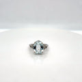 14K White Gold Blue Topaz Oval Diamond Accent Cocktail Ring Size 7