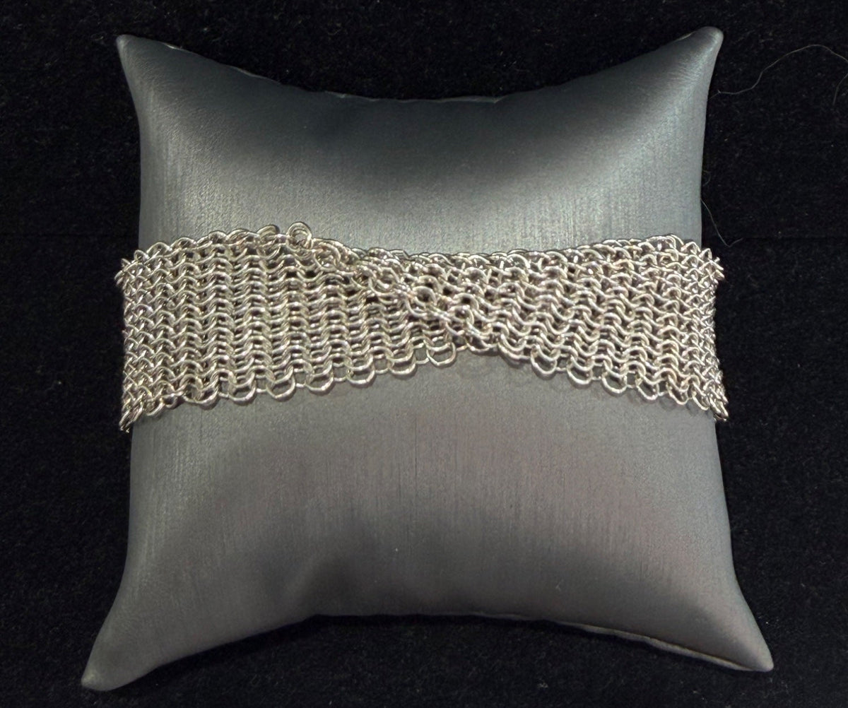 Tiffany & Co. Elsa Peretti Sterling Silver Mesh Bracelet, Size Medium (view 1)