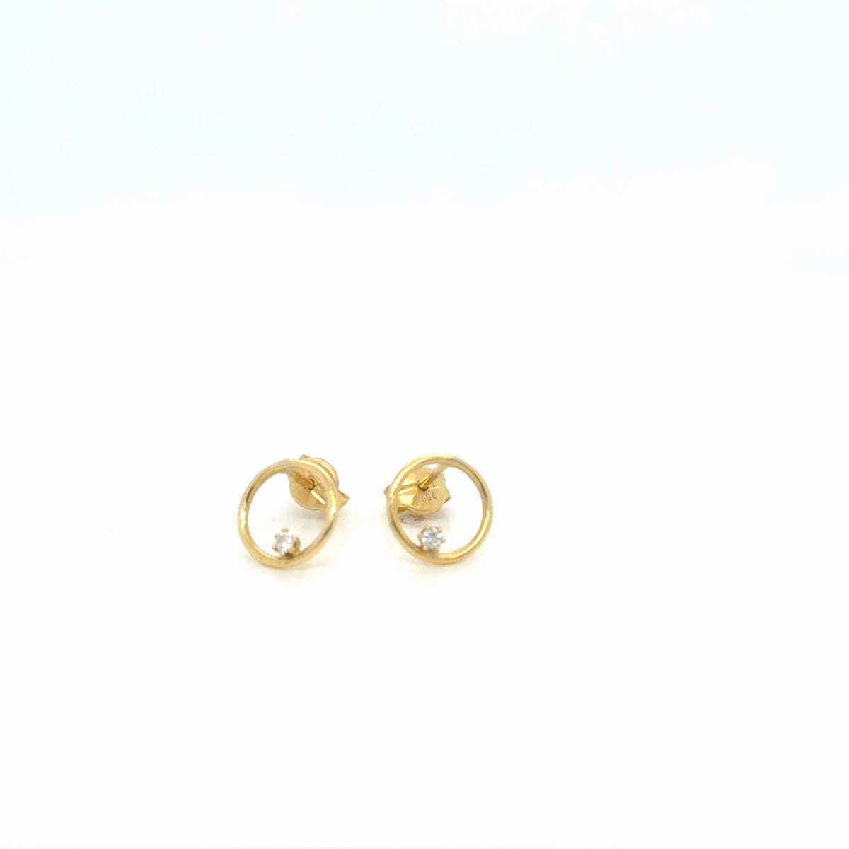 18K Yellow Gold Open Circle Diamond Stud Earrings 0.04 Ctw G SI (view 2)